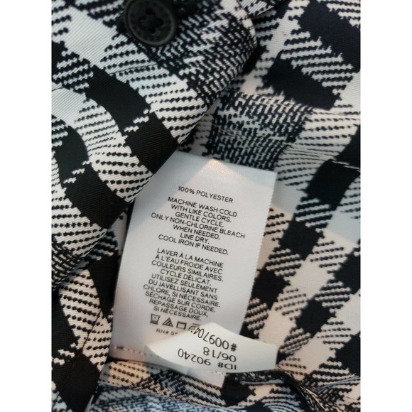 Express ~ Woman Size M~ White/Black "The City Shirt" Blouse Roll Tab Sleeve Tap. - Picture 11 of 11